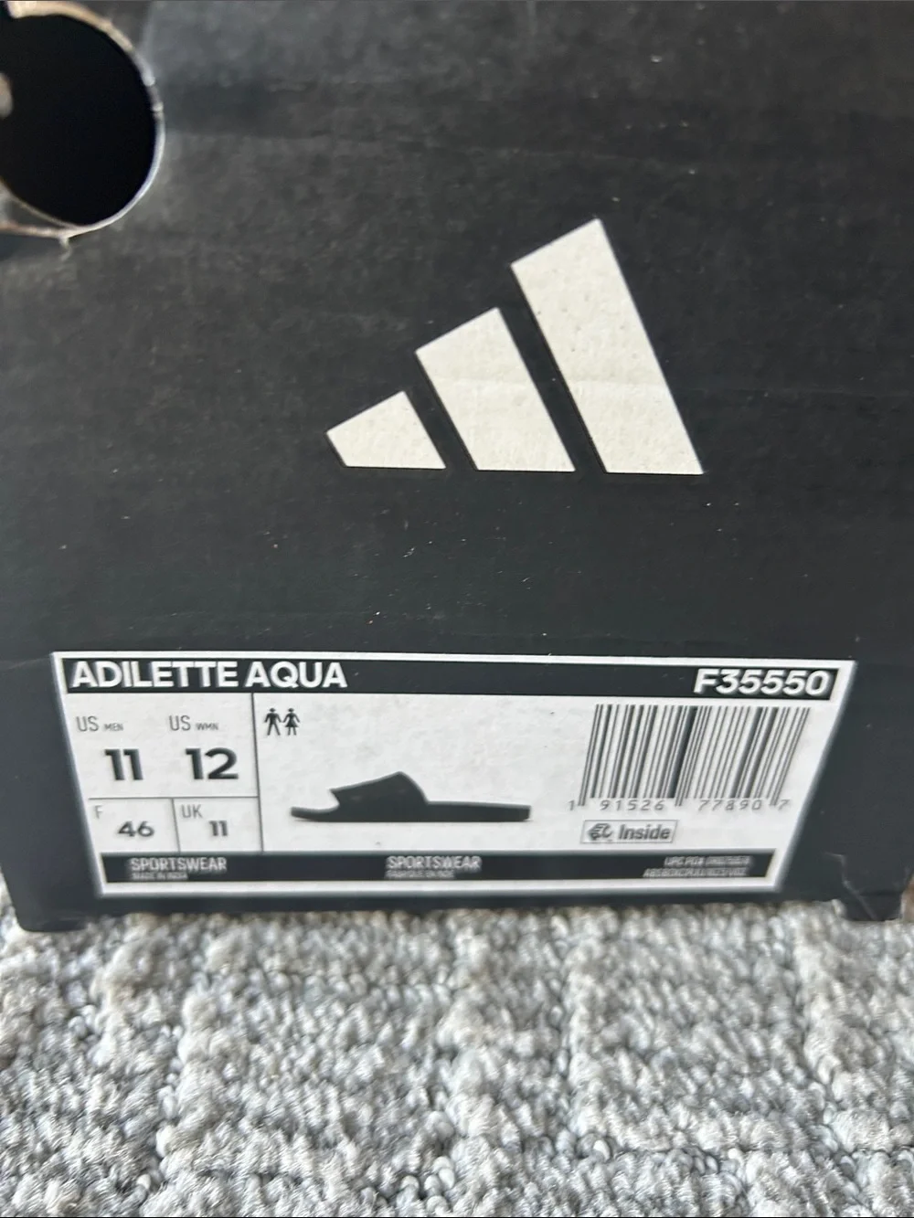 adidas Adilette Comfort Slide Sandals Black 11